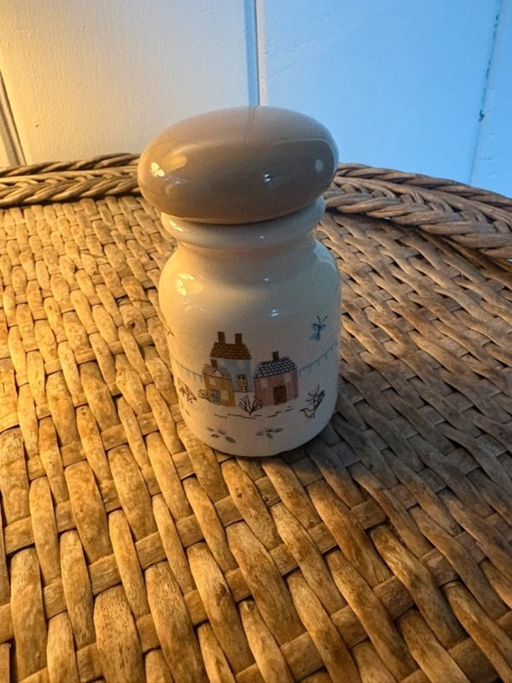 Ceramic Village Jar Decorative Accent - Cream